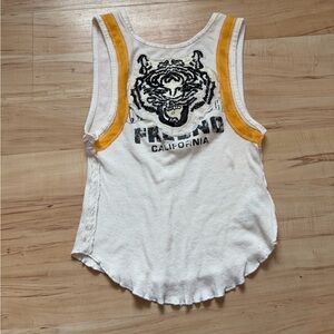 We The Free White and Yellow Tiger Tank Top